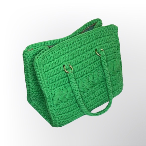 Large Green Tote Crochet Bag - Picture 3 of 6